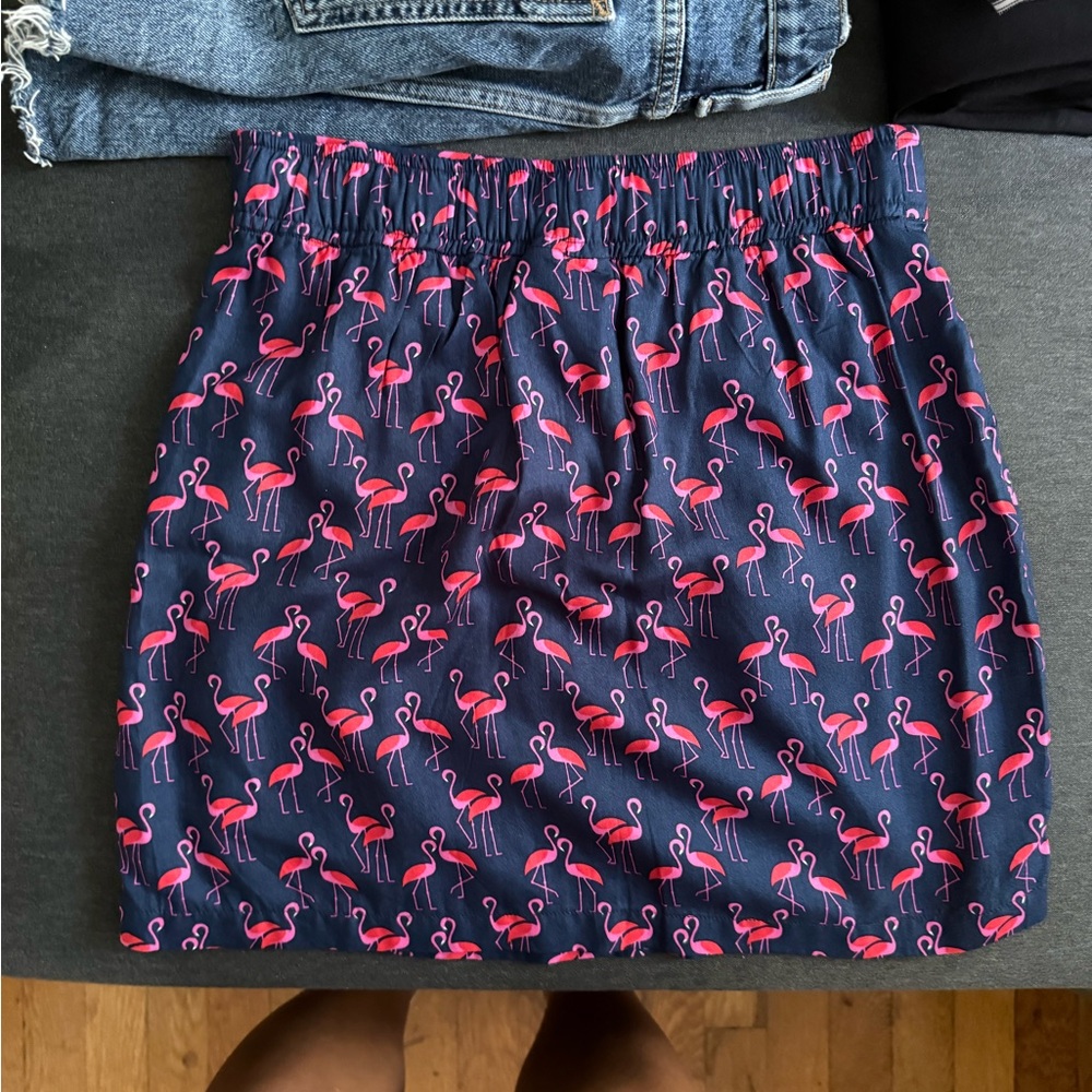 Escapada Flamingo Print Navy Skirt
